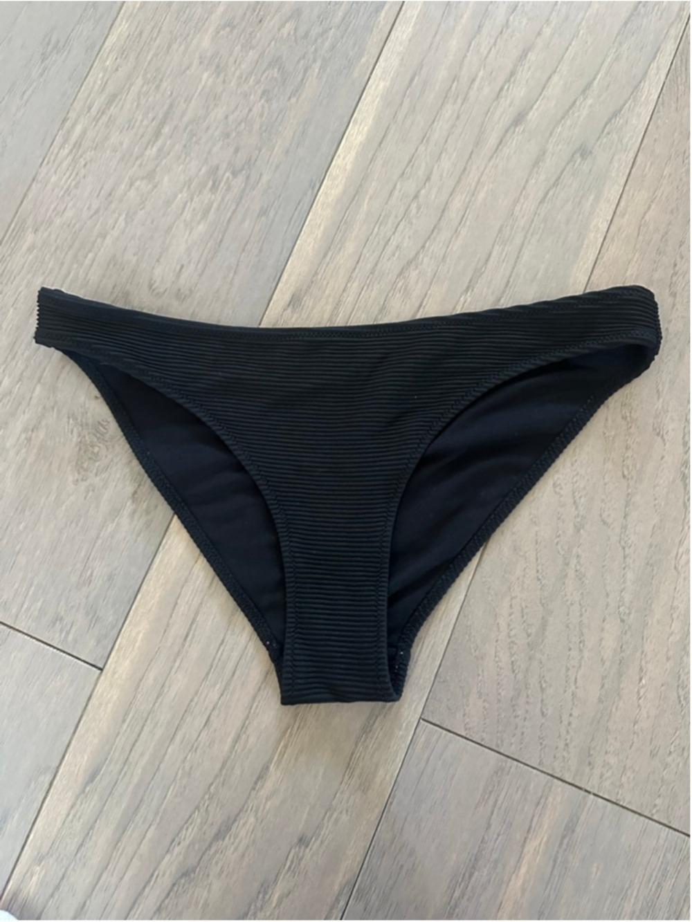 H&M Black Ribbed Bikini Bottoms Size 8